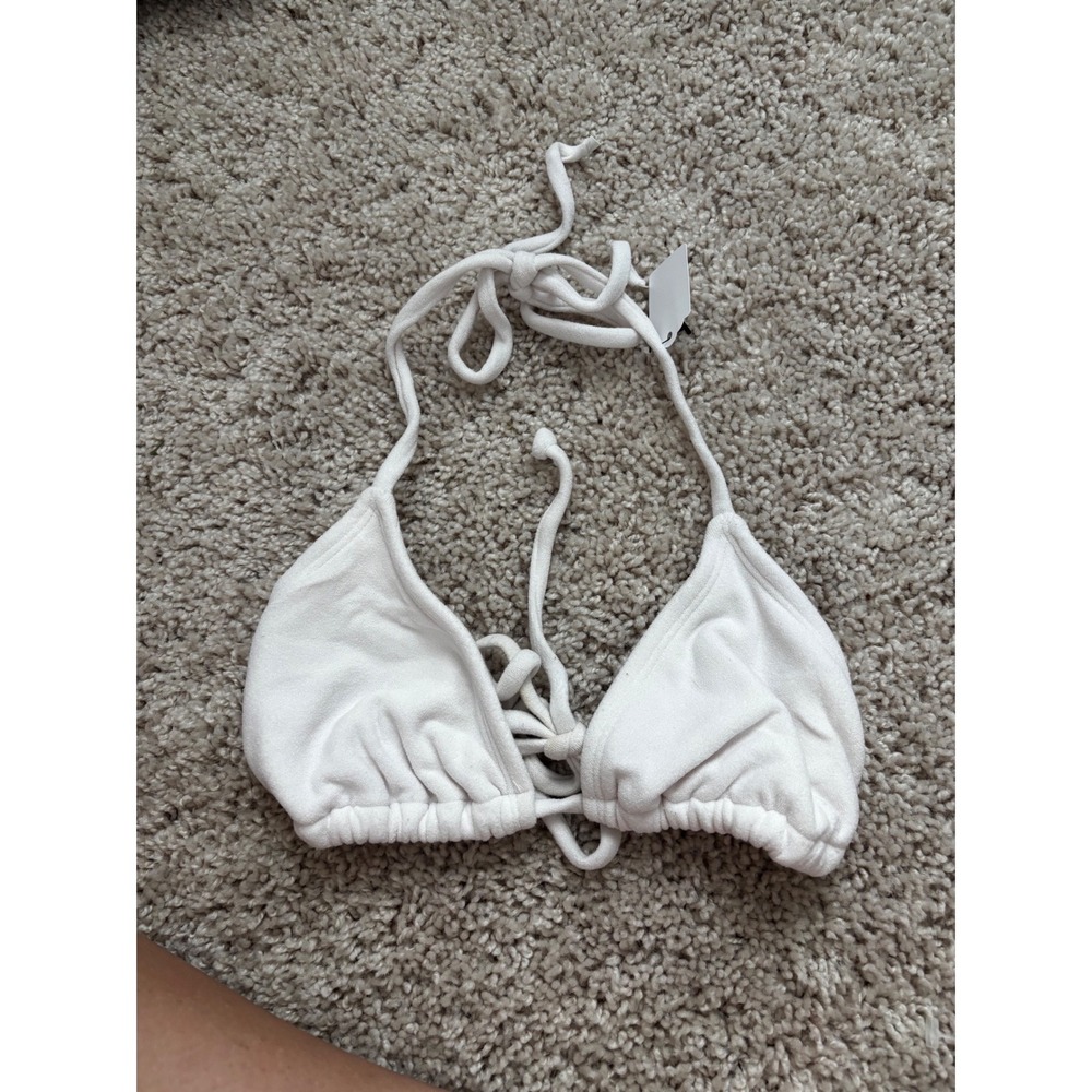 Xhilaration Womens White Triangle Bikini Top Halter Neck Swimsuit Size S NEW